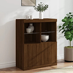 Maison Chic Commode Buffet - Meuble de rangement avec lumières LED chêne marron 81x37x100 cm -GKD94509