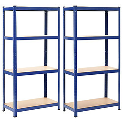 vidaXL Étagères de rangement 2 pcs Bleu 80x40x160 cm Acier et MDF 