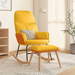 vidaXL Chaise à bascule avec repose-pied Jaune moutarde Tissu 