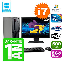 PC Lenovo M91p SFF Intel I7-2600 8Go Disque 500Go Graveur Wifi W7 Ecran 22" - Occasion