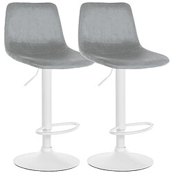 Non Lot de 2 tabourets de bar Divo velours blanc