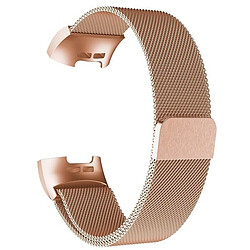 Shot Bracelet en Maille pour FITBIT Charge 3 Taille L 105-133mm Grand Poignet Metal Respirant (ROSE)