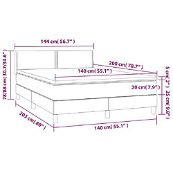 vidaXL Sommier à lattes de lit et matelas Gris clair 140x200cm Velours pas cher