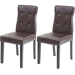 Decoshop26 Lot de 2 chaises en synthétique marron pieds en bois foncé CDS04444 