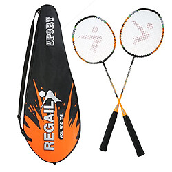 Wewoo REGAIL 8019 Raquette de badminton en carbone durable avec sac fourre-tout 2 1 orange