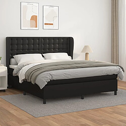 vidaXL Sommier à lattes de lit avec matelas Noir 180x200 cm Similicuir