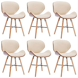 vidaXL Chaises à manger lot de 6 crème similicuir et bois courbé