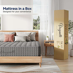 Avis Vesgantti Matelas Gris 140x190cm, 25cm Épais, Hybrid, Ressorts Indépendants, Confort 7 Zones, Oeko-tex