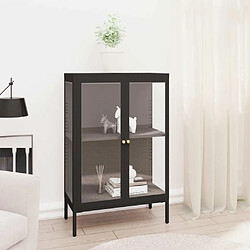 Maison Chic Buffet,Meuble de Rangement,commode pour salon,Cuisine Noir 75x35x105 cm Acier et verre -MN83597