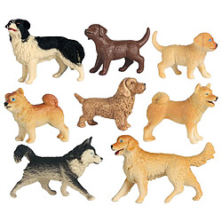 Avis 8 pièces Solide En Plastique Simulé Chien Modèle Décor Jouet Figurine Ornements de Voiture Tableau de Bord