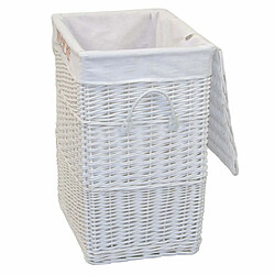 Decoshop26 Panier à linge en osier couleur blanc insert en tissu coffre avec poignées MED05176