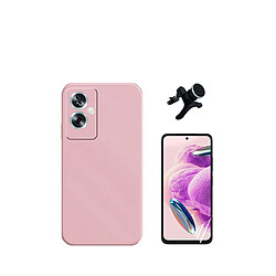 Kit de film en verre trempé de la couverture en 5D + boîtier en silicone liquide + porte-voiture renforcé Phonecare pour Oppo A79 5G - rose 