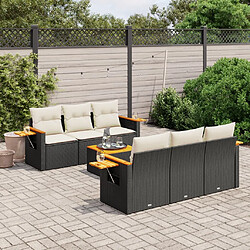 Maison Chic Ensemble Tables et chaises d'extérieur 7pcs avec coussins,Salon de jardin noir résine tressée -GKD439257