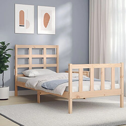 Maison Chic Cadre/structure de lit avec tête de lit pour adulte - Lit Moderne Chambre 90x200 cm bois massif -MN56724