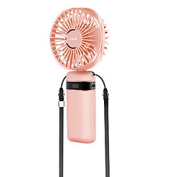 LinQ Mini Ventilateur Portable Réglable 90° Affichage LED Design Rond Rose Poudré