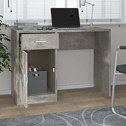 Avis Maison Chic Bureau solide,Table de travail,Bureau d'ordinateur avec tiroir et armoire Gris béton 100x40x73 cm -GKD86847