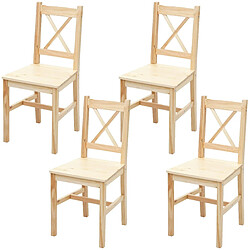 Decoshop26 4x chaises de salle à manger cuisine style rustique en bois massif 04_0000594 