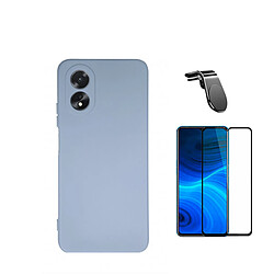 Jeu de films en verre trempé de la couverture 5D + Cas de silicone liquide + SuppOrt Magnétique L Voiture de conduite sécuritaire Phonecare pour Oppo A38 4G - Bleu clair 