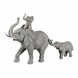 Paris Prix Statuette Déco Bébé Eléphant sur Dos 71cm Gris 