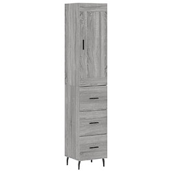 vidaXL Buffet haut Sonoma gris 34,5x34x180 cm Bois d'ingénierie