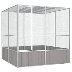 vidaXL Cage à oiseaux Gris 213,5x217,5x211,5 cm Acier galvanisé 