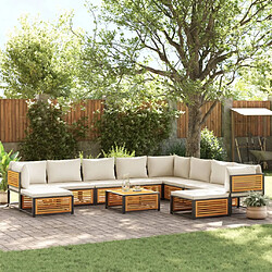 vidaXL Salon de jardin avec coussins 11 pcs bois massif d'acacia