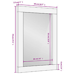 vidaXL Miroir de bain noir 50x70x2,5 cm bois manguier massif et verre pas cher