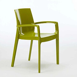 Chaise polypropylène empilable avec accoudoirs salle à manger Cream Grand Soleil, Couleur: Anis vert