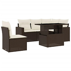 vidaXL Salon de jardin avec coussins 6 pcs marron résine tressée