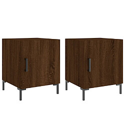 vidaXL Tables de chevet 2pcs chêne marron 40x40x50cm bois d'ingénierie