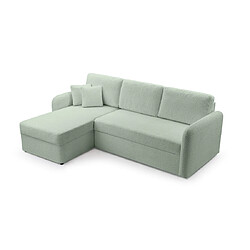 Bestmobilier Pocatello - canapé d'angle réversible 4 places - convertible avec coffre - en tissu bouclette Pocatello - canapé d'angle réversible 4 places - convertible avec coffre - en tissu bouclette - Vert sauge