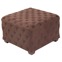 Decoshop26 Tabouret bas repose-pieds pouf forme carré en tissu marron capitonné 10_0003716