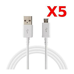 Little Boutik X5 Câble Micro USB Synchro Charge Universel pour Samsung Sony Wiko LG HUAWEI PACK X5 Blanc Couleur 