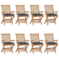 Maison Chic Lot de 8 Chaises de jardin,Fauteuil d'extérieur avec coussins anthracite Teck massif -MN38734