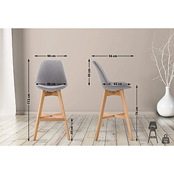 Non Lot de 2 tabourets de bar Cannes tissu naturel