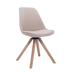 Decoshop26 Chaise de salle à manger x1 chaise visiteur assise pivotant à 360° en tissu crème piètement en bois carré clair 10_0003474 