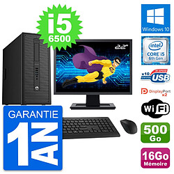 PC Tour HP 800 G2 Ecran 22" Intel i5-6500 RAM 16Go Disque 500Go Windows 10 Wifi - Occasion