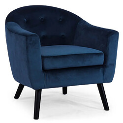 Paris Prix Fauteuil Scandinave Velours Lopy 79cm Bleu 