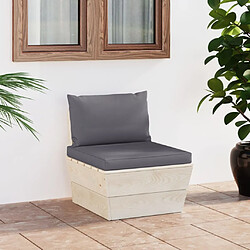 Maison Chic Canapé central palette de jardin avec coussins | Canapé Sofa d'extérieur | Fauteuil terrasse Épicéa imprégné -MN72388