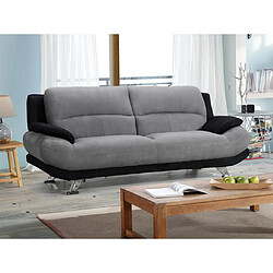 Vente-Unique Canapé 3 places en microfibre MUSKO - Bicolore gris et noir 