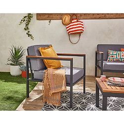 Acheter Bestmobilier Bamaga - salon bas de jardin 4 places - bois, métal et coussins gris