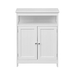 Mobili Rebecca Armoire De Salle De Bains Avec 2 Portes Et Étagère En Bois Blanc Au Design Moderne 