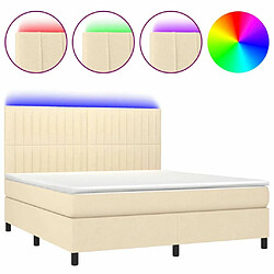 Maison Chic Lit adulte- Lit + matelas,Sommier à lattes de lit et matelas et LED Crème 160x200cm Tissu -GKD24185