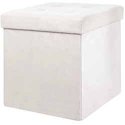 The Home Deco Factory Pouf coffre pliable en suédine assise capitonnée Beige. Pouf coffre pliable en suédine assise capitonnée Beige