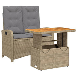 Maison Chic Ensemble à manger d'extérieur 2 pcs avec coussins,Salon de jardin,Mobilier de jardin beige poly rotin -GKD477414