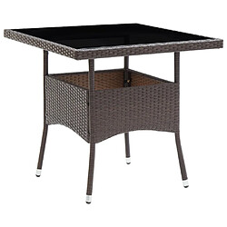 Maison Chic Mobilier à dîner 3 pcs de jardin - Ensemble table et chaises d'extérieur - Salon/Mobilier de jardin classique Marron Résine tressée et verre -MN73331