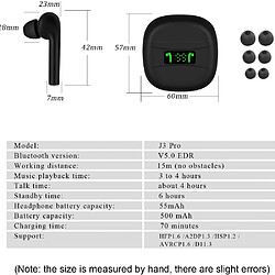 Universal J3 Pro TWS Bluetooth Headset 5.2 Sans fil Casque d'oreille Stéréoscopique Sport Etanche Haut-parleur Jeu HD Sport Casque d'oreille Casque pas cher