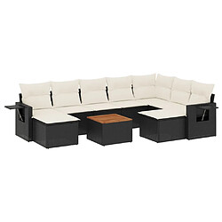 Maison Chic Salon de jardin 10 pcs avec coussins, Ensemble Tables et chaises d'extérieur noir résine tressée -GKD907517