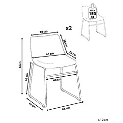 Avis Beliani Chaise de salle à manger BATAVIA Set de 2 Tissu Marron doré