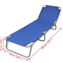 vidaXL Chaise longue pliable acier enduit de poudre bleu pas cher